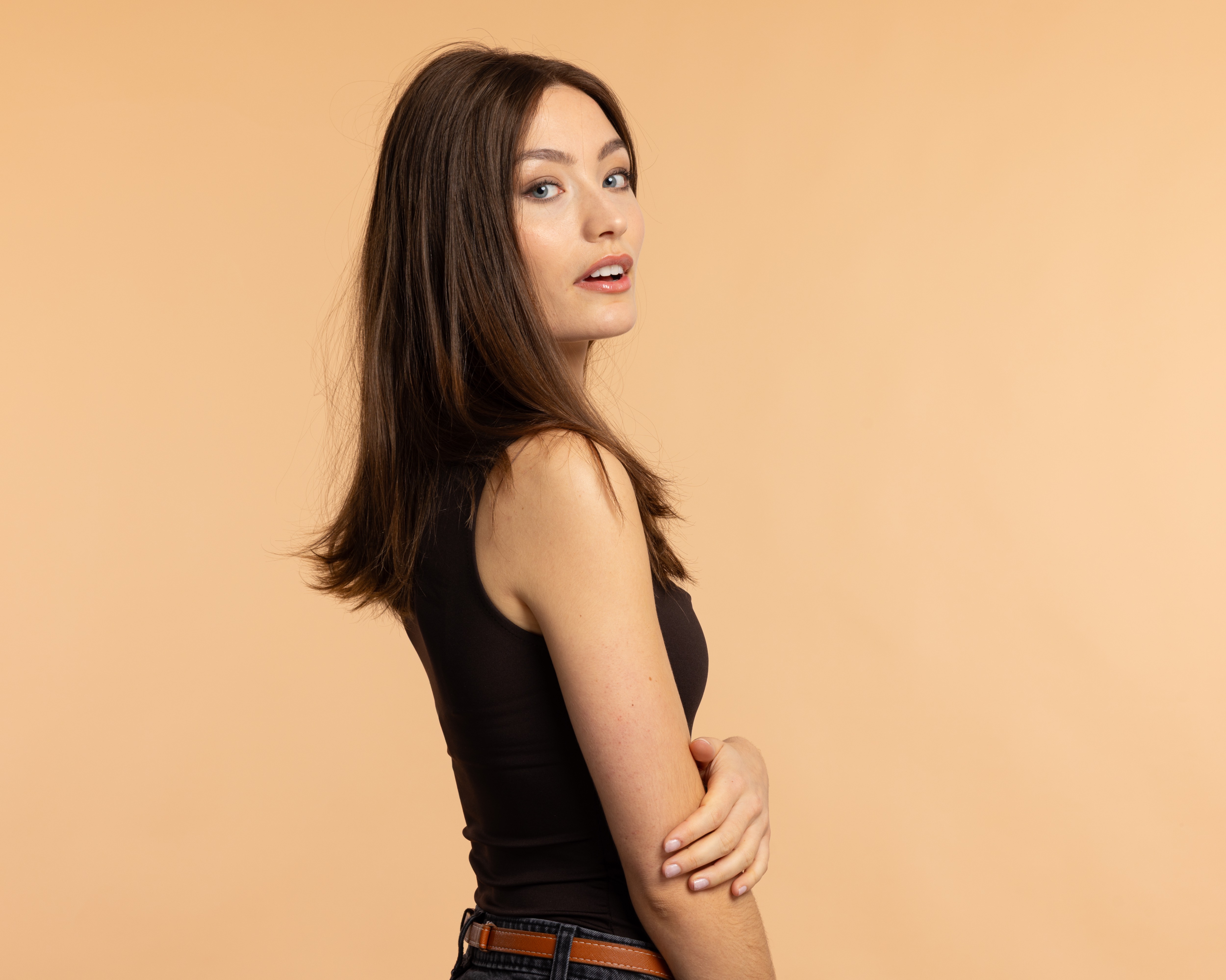 Perruque, châtain, cheveux naturels, cheveux vierges, perruque de luxe, mi longue twigs