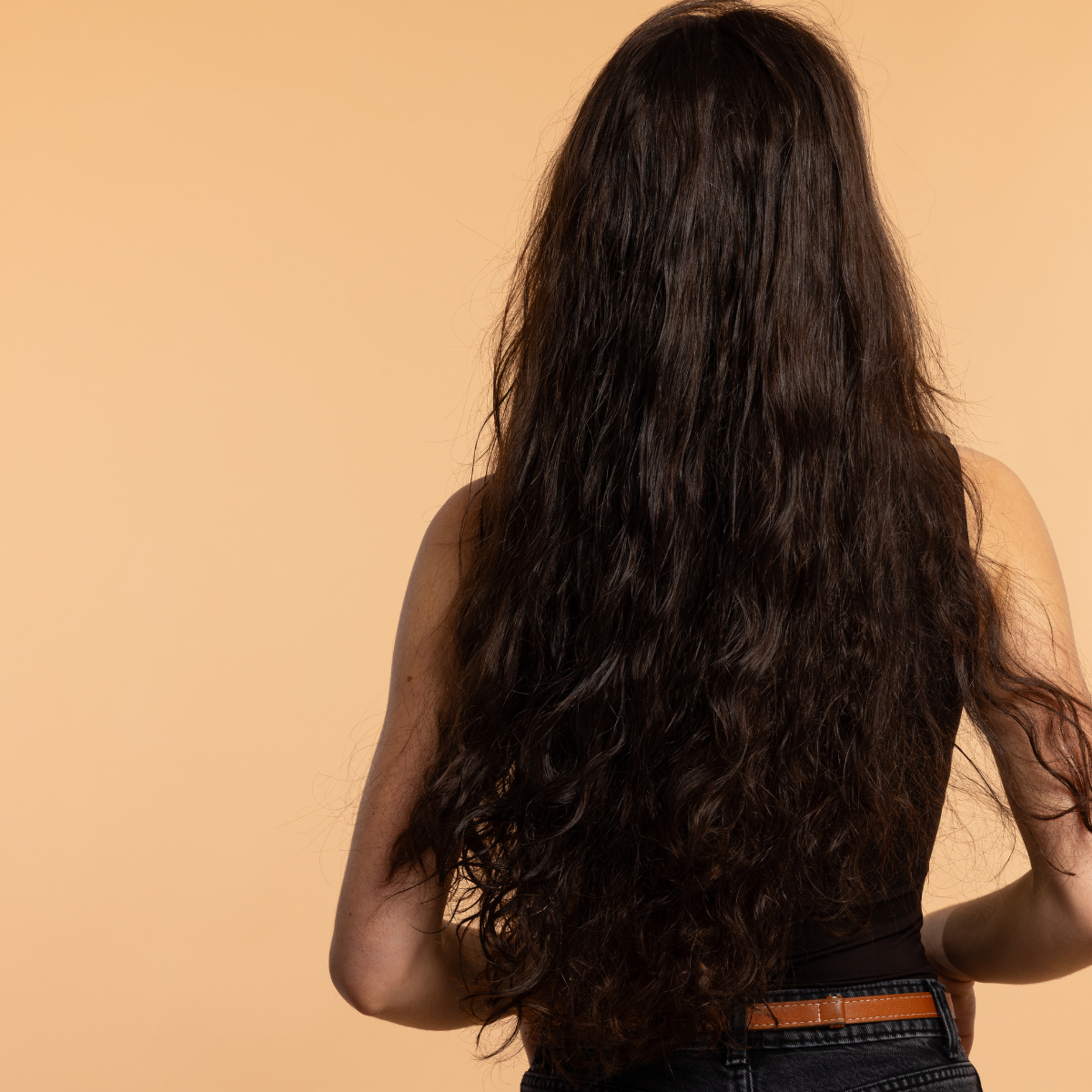 Détails, texture, perruque, châtain foncé, ondulé, effet, naturel et volumineux twigs